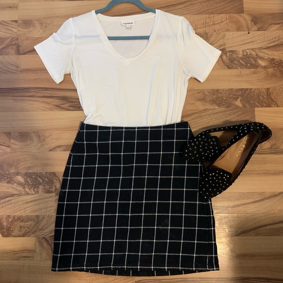 Organic Cotton Black Plaid Mini Skirt - Picture 1 of 3